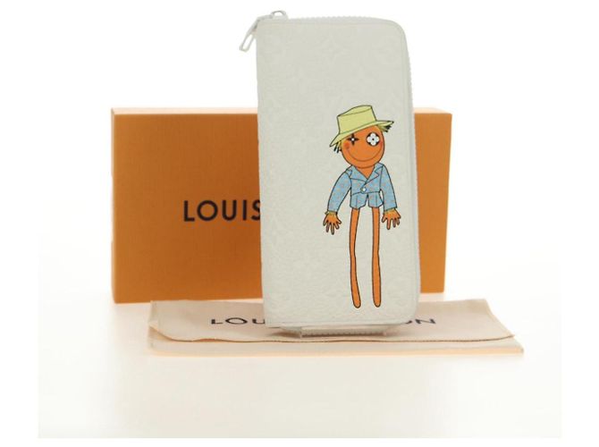 LOUIS VUITTON Taurillon Zippy Wallet Vertical LV Friend M80337 LV Auth 182719M Bianco - vista 12