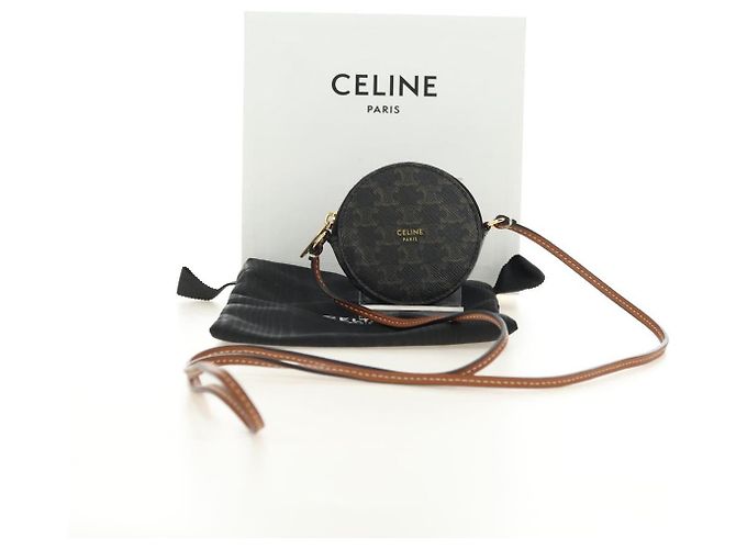 Céline CELINE Borsa a Spalla Macadam Canvas Triomphe PVC Nero Oro Auth 181733M D'oro - vista 12