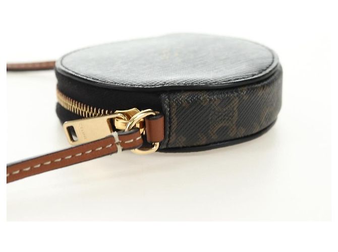 Céline CELINE Borsa a Spalla Macadam Canvas Triomphe PVC Nero Oro Auth 181733M D'oro - vista 3