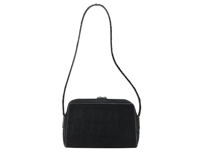 Borsa a tracolla GUCCI Harako pelle Nero Argento 007 1014 0274 5 Auth 183309 - vista 2