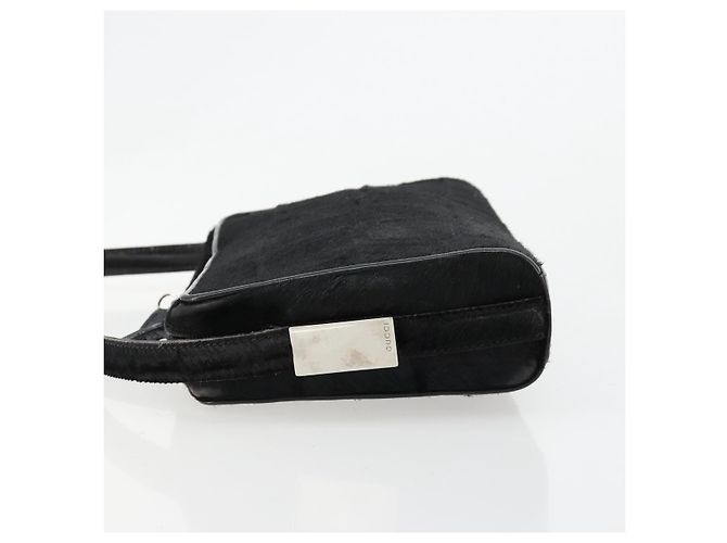 Borsa a tracolla GUCCI Harako pelle Nero Argento 007 1014 0274 5 Auth 183309 - vista 4