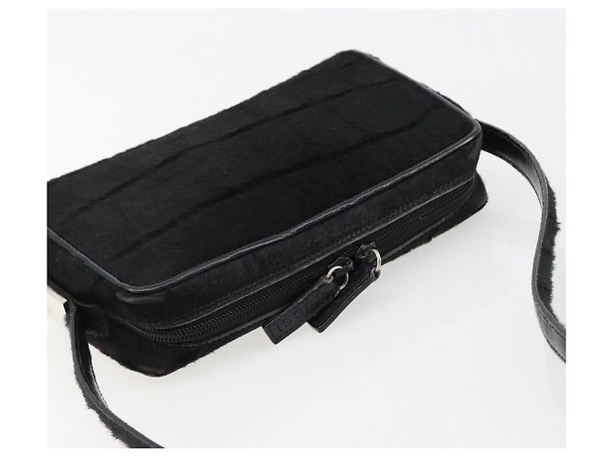 Borsa a tracolla GUCCI Harako pelle Nero Argento 007 1014 0274 5 Auth 183309 - vista 6