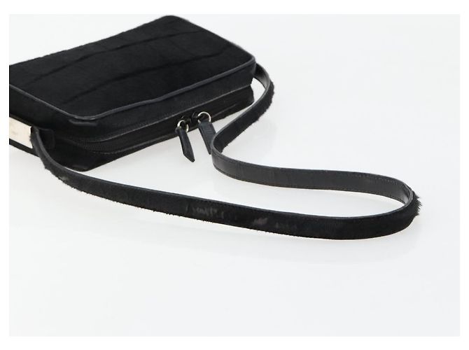 Borsa a tracolla GUCCI Harako pelle Nero Argento 007 1014 0274 5 Auth 183309 - vista 7