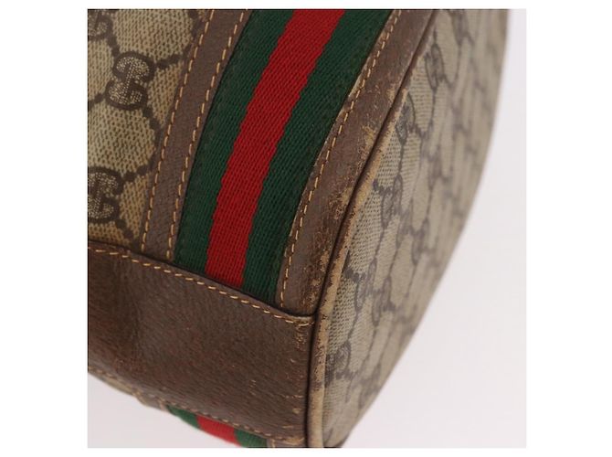Borsa a tracolla GUCCI GG Supreme Web Sherry Line PVC Beige Oro Auth 182622 D'oro - vista 14