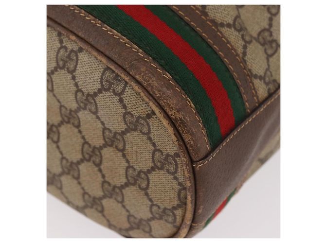 Borsa a tracolla GUCCI GG Supreme Web Sherry Line PVC Beige Oro Auth 182622 D'oro - vista 15
