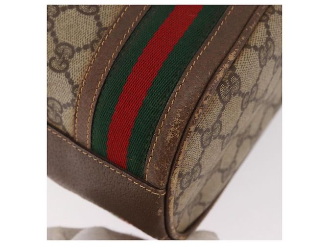 Borsa a tracolla GUCCI GG Supreme Web Sherry Line PVC Beige Oro Auth 182622 D'oro - vista 16