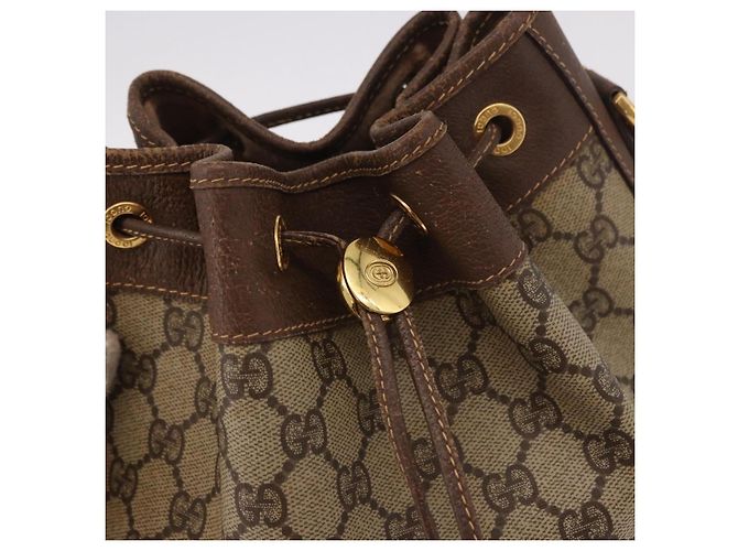 Borsa a tracolla GUCCI GG Supreme Web Sherry Line PVC Beige Oro Auth 182622 D'oro - vista 17