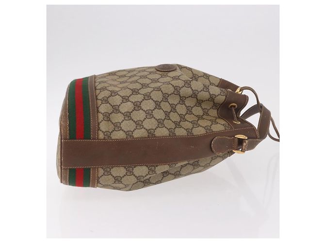 Borsa a tracolla GUCCI GG Supreme Web Sherry Line PVC Beige Oro Auth 182622 D'oro - vista 3