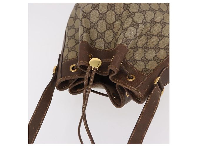 Borsa a tracolla GUCCI GG Supreme Web Sherry Line PVC Beige Oro Auth 182622 D'oro - vista 6