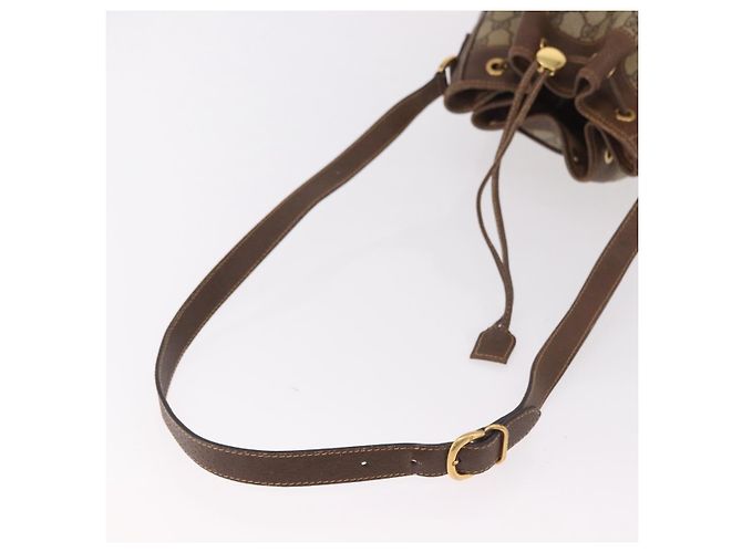 Borsa a tracolla GUCCI GG Supreme Web Sherry Line PVC Beige Oro Auth 182622 D'oro - vista 7