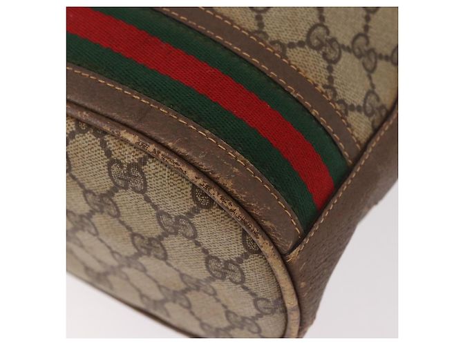 Borsa a tracolla GUCCI GG Supreme Web Sherry Line PVC Beige Oro Auth 182622 D'oro - vista 9