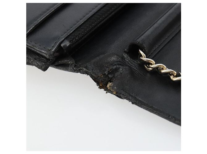 CHANEL Matelasse Chain Shoulder Bag Lamb Skin Black Gold CC Auth gh2043 Golden - view 10
