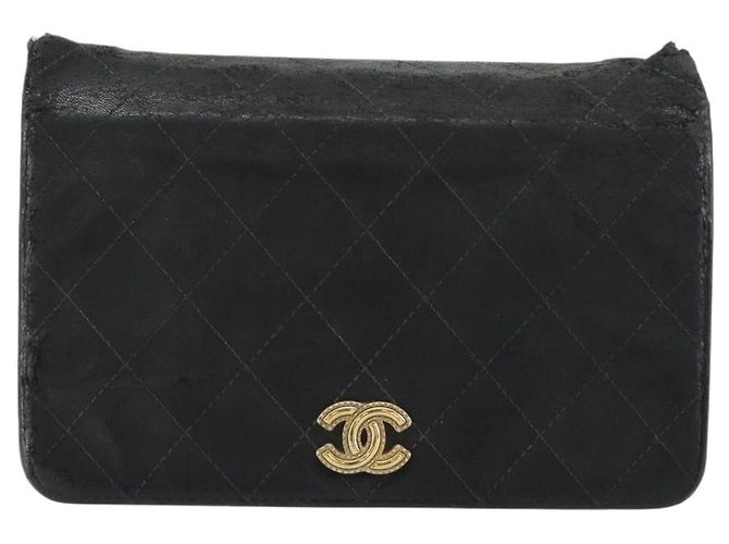 CHANEL Matelasse Chain Shoulder Bag Lamb Skin Black Gold CC Auth gh2043 Golden - view 13