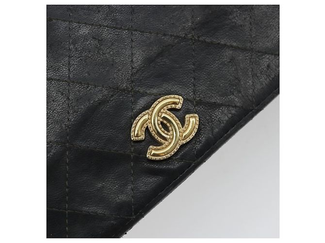 CHANEL Matelasse Chain Shoulder Bag Lamb Skin Black Gold CC Auth gh2043 Golden - view 19