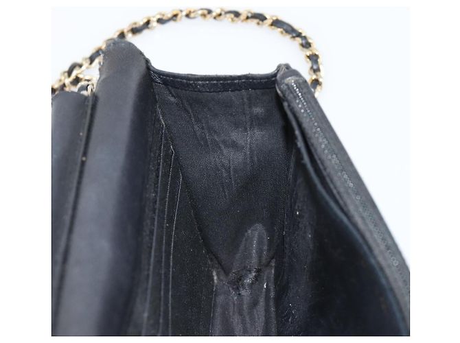 CHANEL Matelasse Chain Shoulder Bag Lamb Skin Black Gold CC Auth gh2043 Golden - view 22