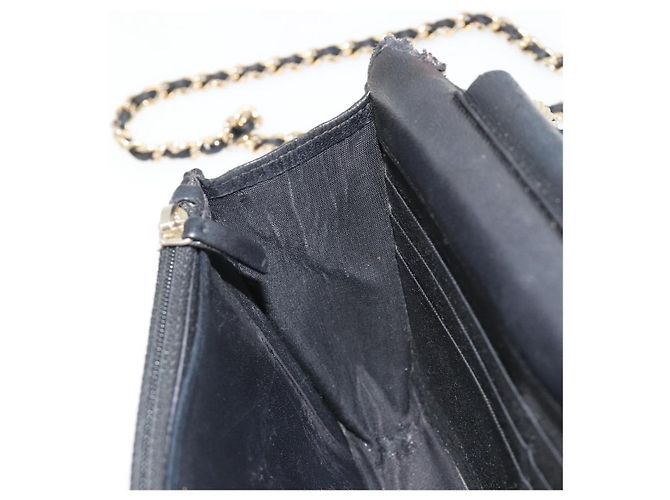 CHANEL Matelasse Chain Shoulder Bag Lamb Skin Black Gold CC Auth gh2043 Golden - view 23