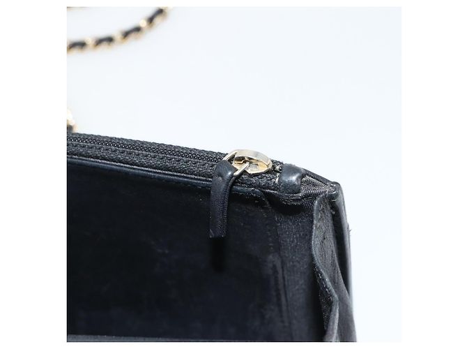 CHANEL Matelasse Chain Shoulder Bag Lamb Skin Black Gold CC Auth gh2043 Golden - view 24