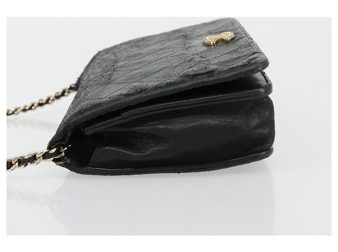 CHANEL Matelasse Chain Shoulder Bag Lamb Skin Black Gold CC Auth gh2043 Golden - view 4