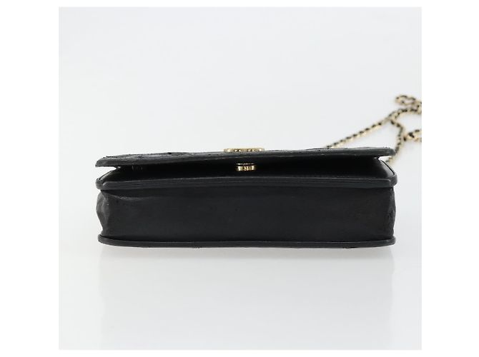 CHANEL Matelasse Chain Shoulder Bag Lamb Skin Black Gold CC Auth gh2043 Golden - view 5