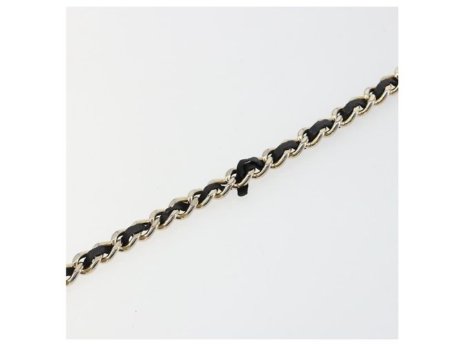 CHANEL Matelasse Chain Shoulder Bag Lamb Skin Black Gold CC Auth gh2043 Golden - view 8