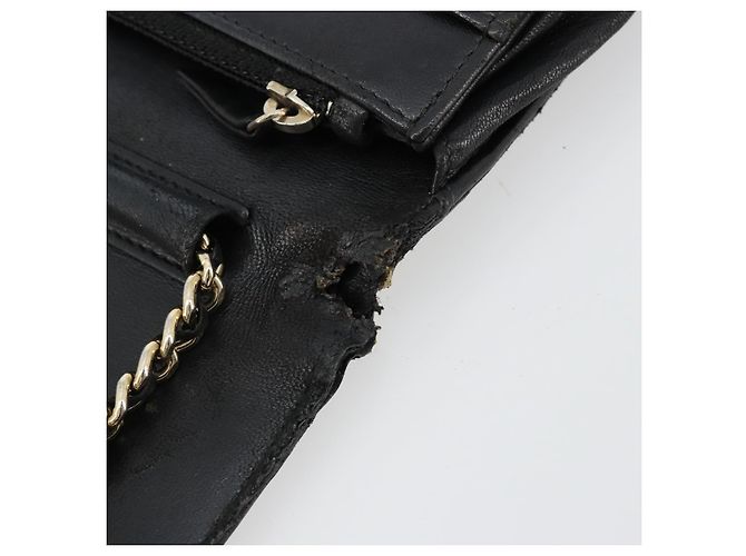 CHANEL Matelasse Chain Shoulder Bag Lamb Skin Black Gold CC Auth gh2043 Golden - view 9