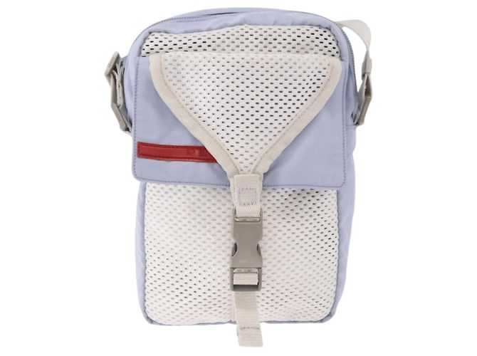 PRADA Sports Line Schultertasche Nylon Blau Silber Authentisch yk20492A - Ansicht 13