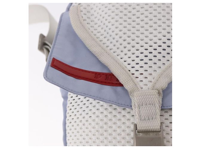 PRADA Sports Line Schultertasche Nylon Blau Silber Authentisch yk20492A - Ansicht 9