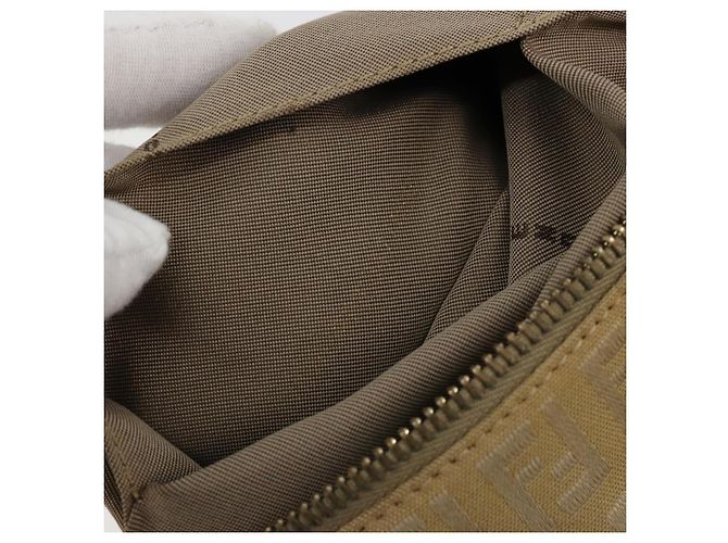 Borsa a Spalla FENDI Zucchino Canvas Beige Oro Auth 182966A D'oro - vista 12