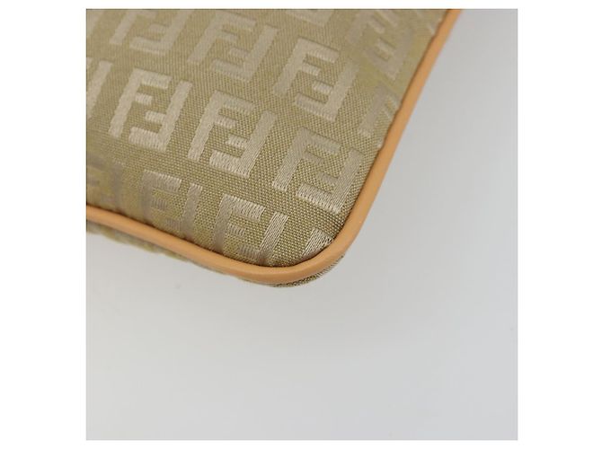 Borsa a Spalla FENDI Zucchino Canvas Beige Oro Auth 182966A D'oro - vista 14