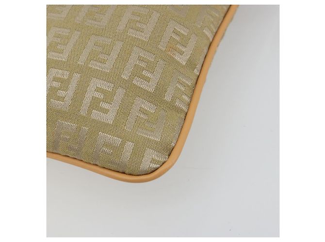 Borsa a Spalla FENDI Zucchino Canvas Beige Oro Auth 182966A D'oro - vista 16