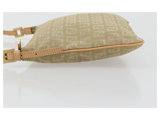 Borsa a Spalla FENDI Zucchino Canvas Beige Oro Auth 182966A D'oro - vista 4