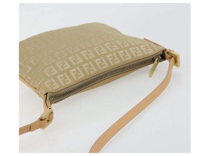 Borsa a Spalla FENDI Zucchino Canvas Beige Oro Auth 182966A D'oro - vista 6