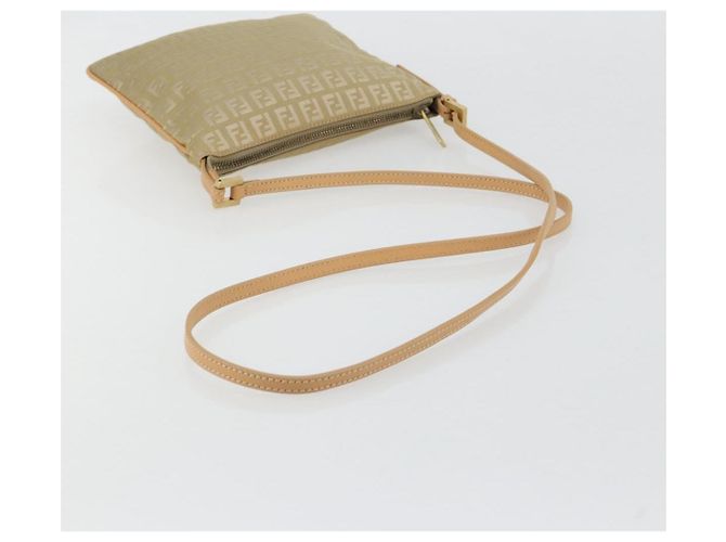 Borsa a Spalla FENDI Zucchino Canvas Beige Oro Auth 182966A D'oro - vista 7