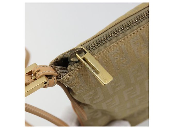 Borsa a Spalla FENDI Zucchino Canvas Beige Oro Auth 182966A D'oro - vista 9