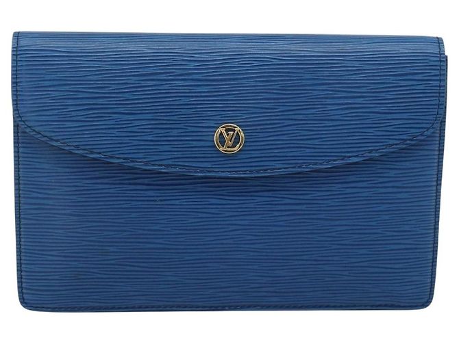 LOUIS VUITTON Epi Montaigne 23 Clutch Blu M52665 LV Auth 183602 - vista 13