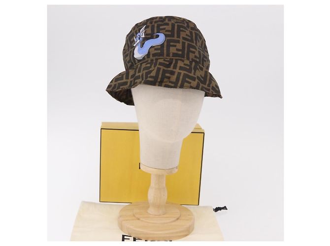 FENDI x FRGMT x POKMON ZUCCA Canvas Bucket Hat Mini-Dragon Braun Auth 161464SM Schwarz - Ansicht 12