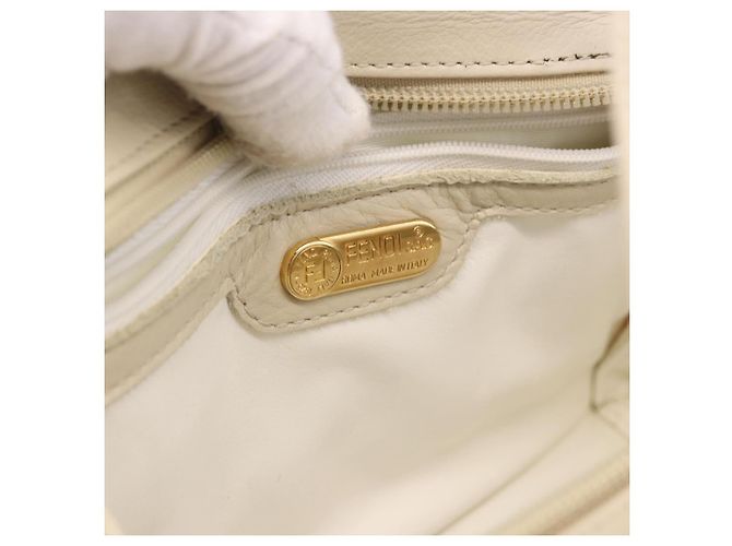 Borsa FENDI in pelle 2way Beige Oro Auth 183874 D'oro - vista 19