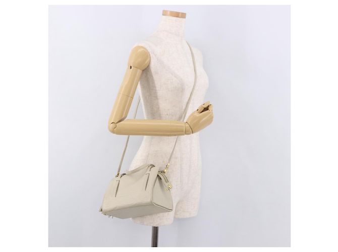 Borsa FENDI in pelle 2way Beige Oro Auth 183874 D'oro - vista 27