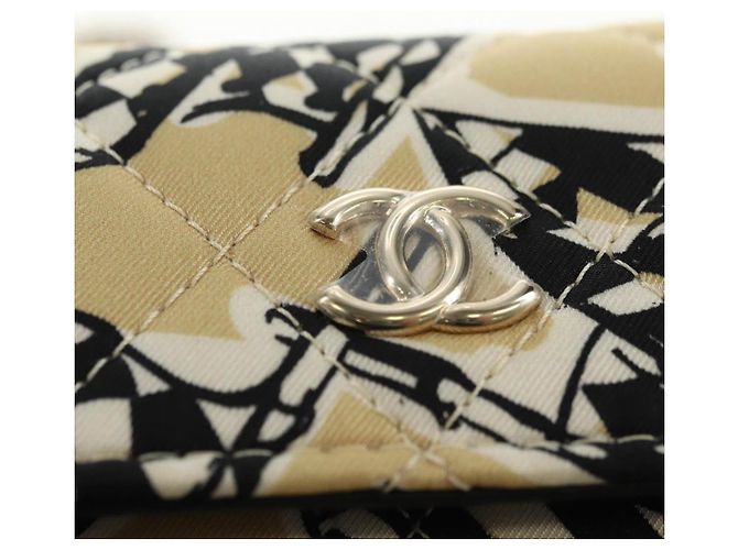 CHANEL Borsa a tracolla Chain Mini Matelasse Satin Beige Gold CC Auth 183621M D'oro - vista 17