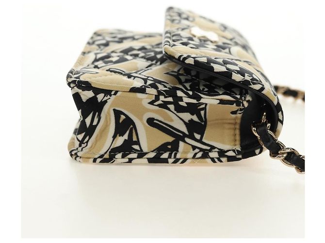 CHANEL Borsa a tracolla Chain Mini Matelasse Satin Beige Gold CC Auth 183621M D'oro - vista 4