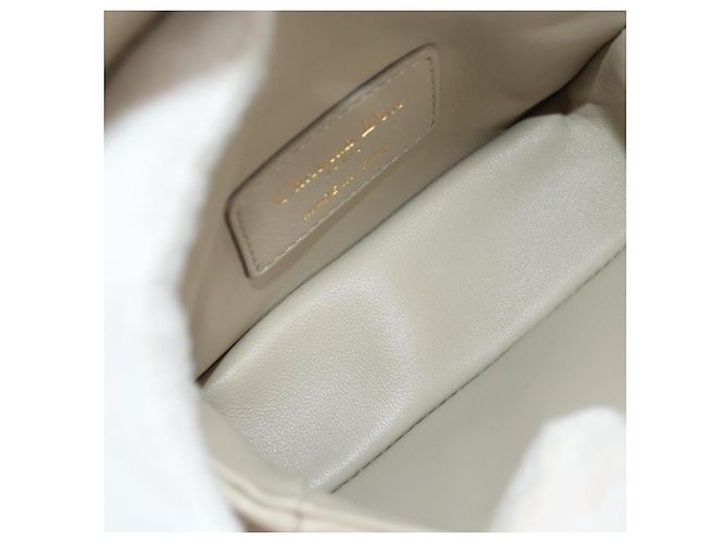 Sac Christian Dior Caro Micro Chain Canage en peau d'agneau beige or Auth 182573SAM Doré - vue 10
