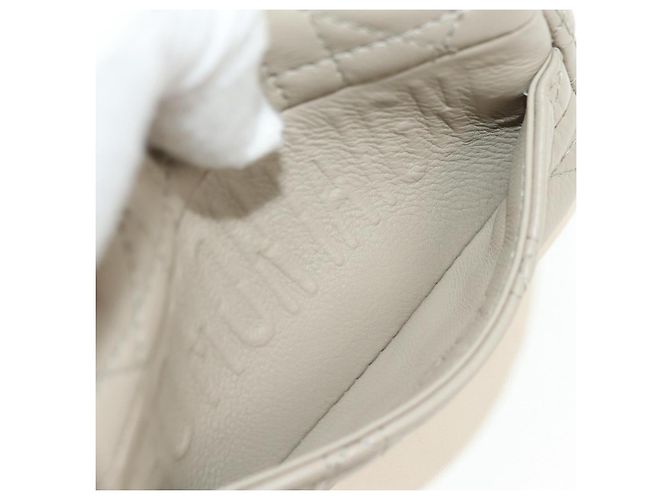 Sac Christian Dior Caro Micro Chain Canage en peau d'agneau beige or Auth 182573SAM Doré - vue 11