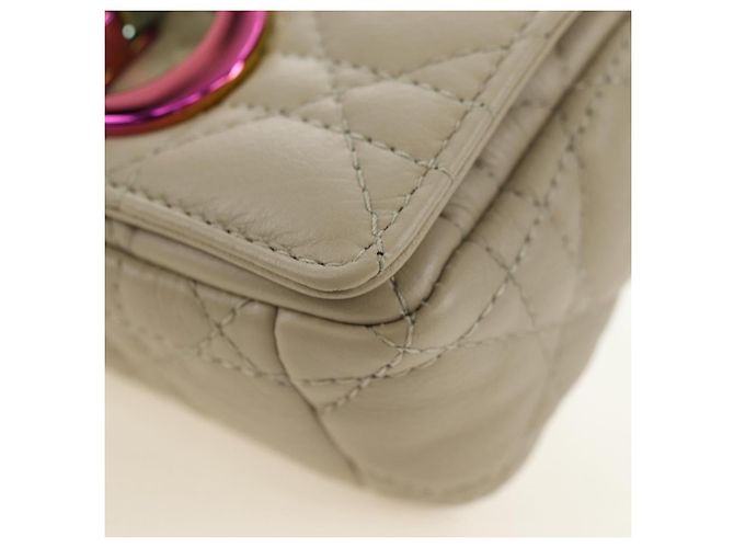 Sac Christian Dior Caro Micro Chain Canage en peau d'agneau beige or Auth 182573SAM Doré - vue 15