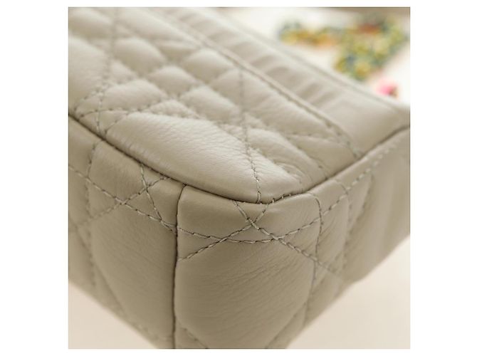 Sac Christian Dior Caro Micro Chain Canage en peau d'agneau beige or Auth 182573SAM Doré - vue 17