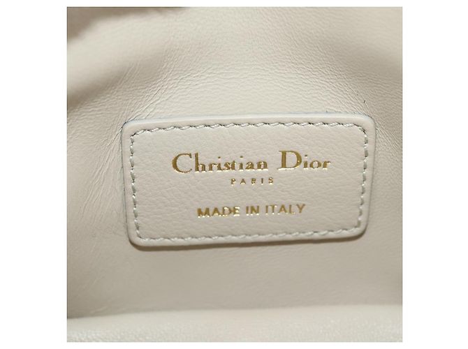 Sac Christian Dior Caro Micro Chain Canage en peau d'agneau beige or Auth 182573SAM Doré - vue 20