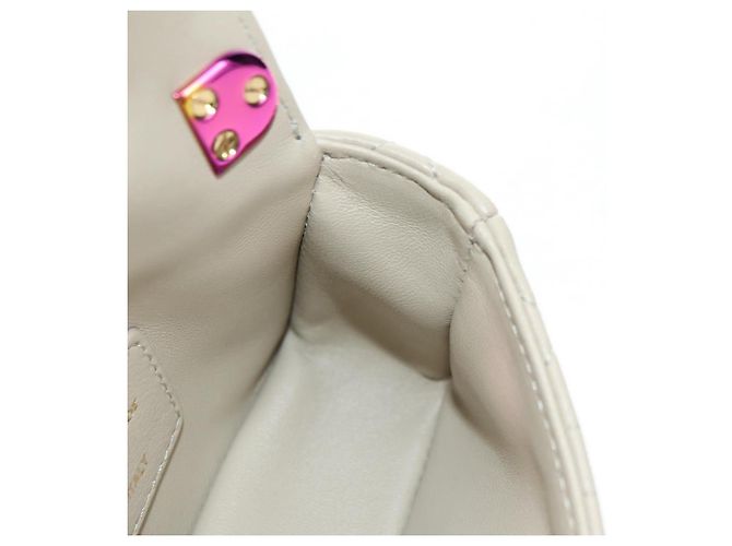 Sac Christian Dior Caro Micro Chain Canage en peau d'agneau beige or Auth 182573SAM Doré - vue 21