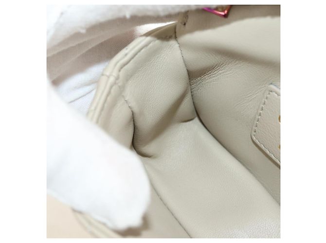 Sac Christian Dior Caro Micro Chain Canage en peau d'agneau beige or Auth 182573SAM Doré - vue 22
