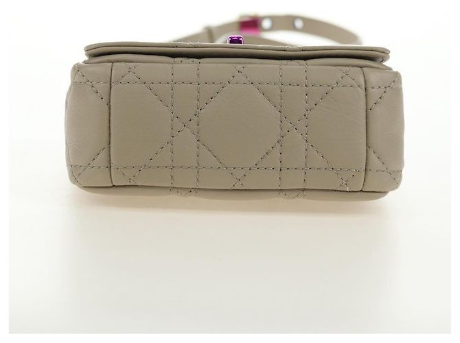 Sac Christian Dior Caro Micro Chain Canage en peau d'agneau beige or Auth 182573SAM Doré - vue 5