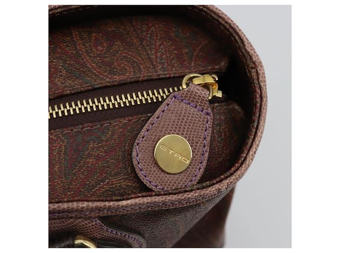 Borsa ETRO in PVC e pelle marrone oro Auth 183273A D'oro - vista 10