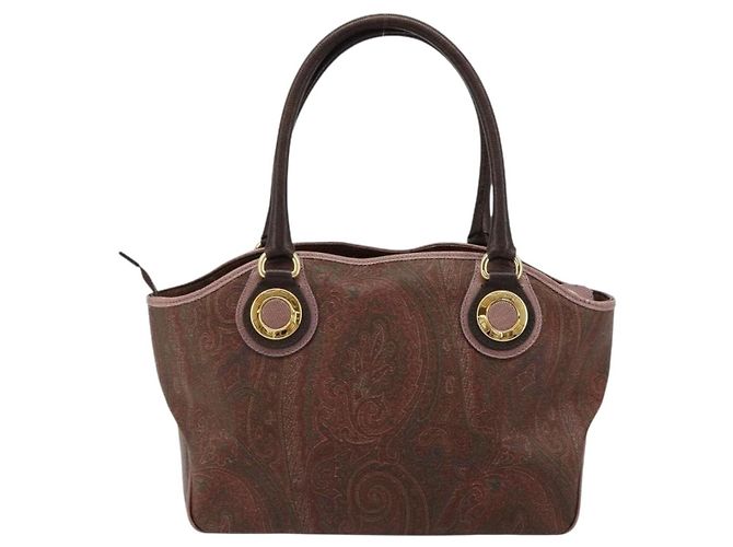 Borsa ETRO in PVC e pelle marrone oro Auth 183273A D'oro - vista 2